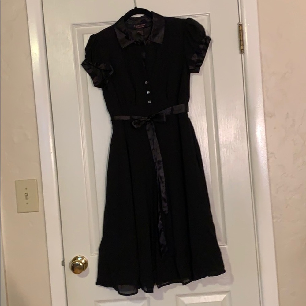 Vintage Black Chiffon and Satin Formal Dress